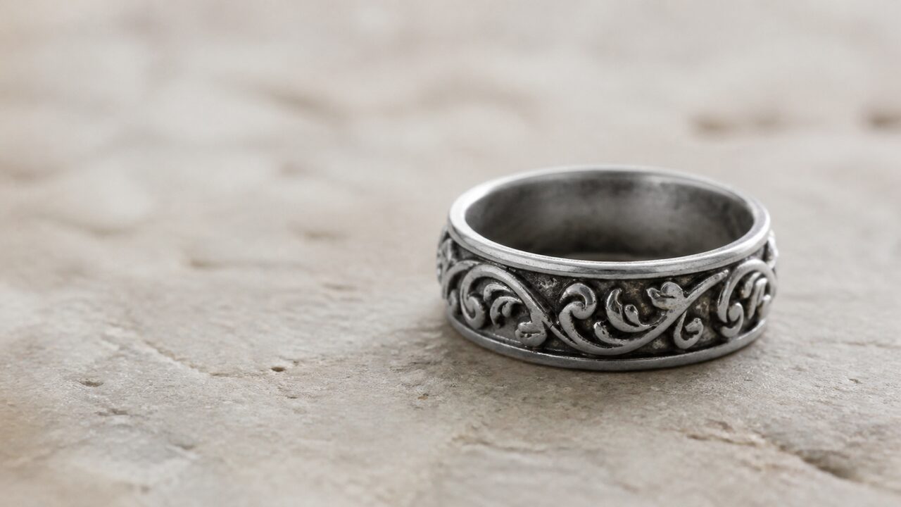 dark recesses and matte silver highlights