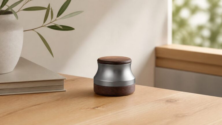 Contemporary matte silver and wood design concept