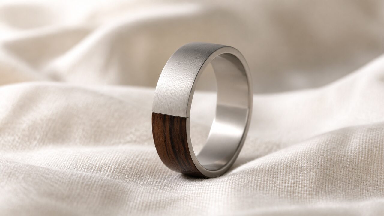 Clean join between matte silver and wood