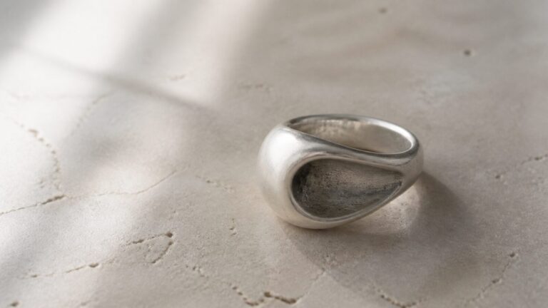 Contemporary matte silver and wood jewelry concept