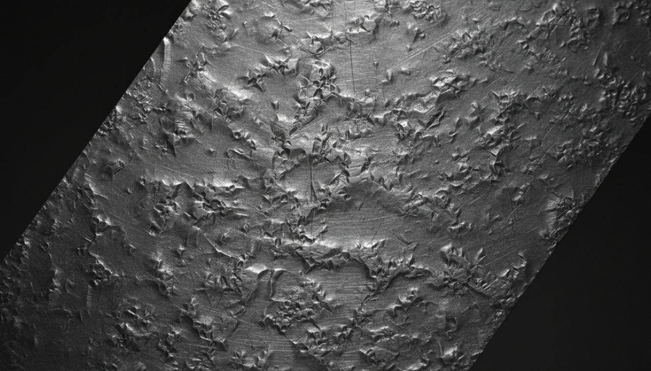 Macro shot of matte silver texture diffusing light