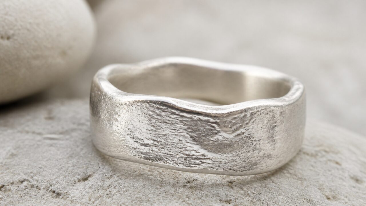 Detail of a worn matte silver surface