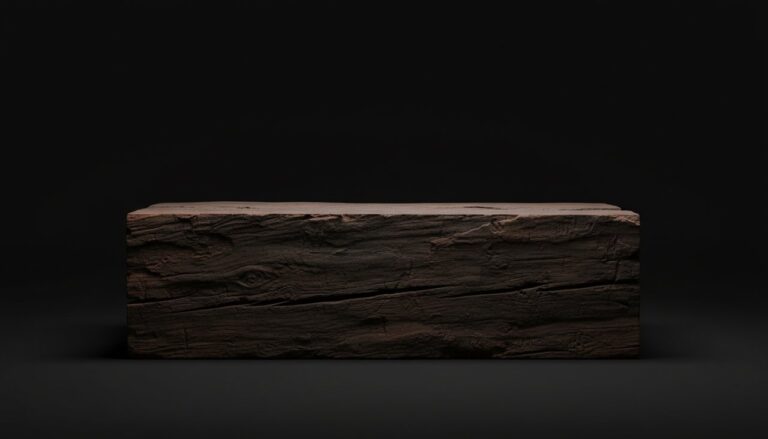 Macro shot of high-density highland hardwood with dark studio lighting