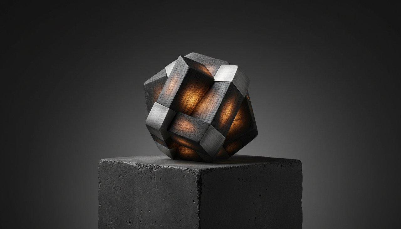 Hand-sanded wood jewelry with diffuse, deep reflection