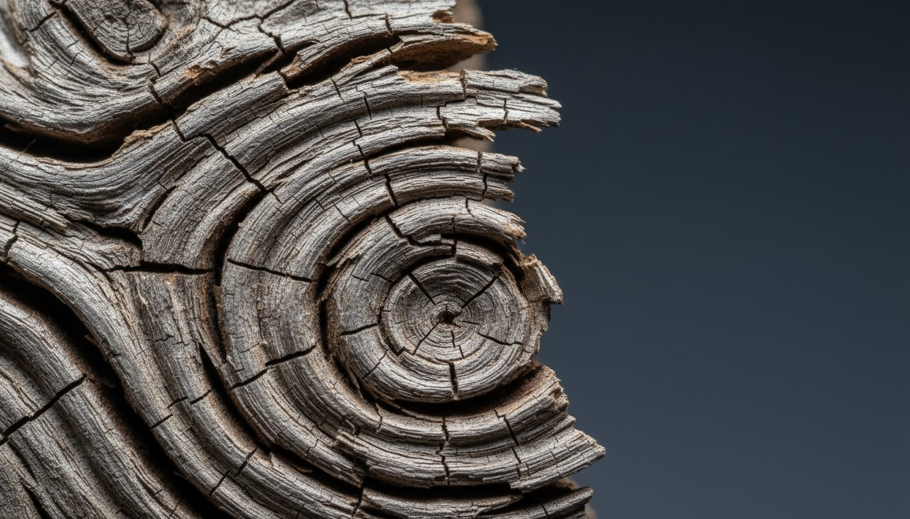 Macro shot of dry wood grain and open pores