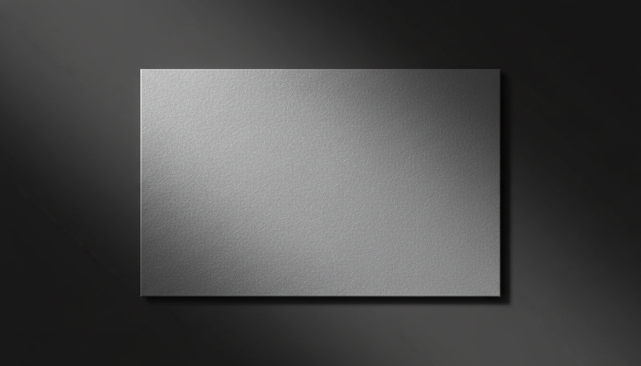 Matte silver surface diffusing light in a dark studio