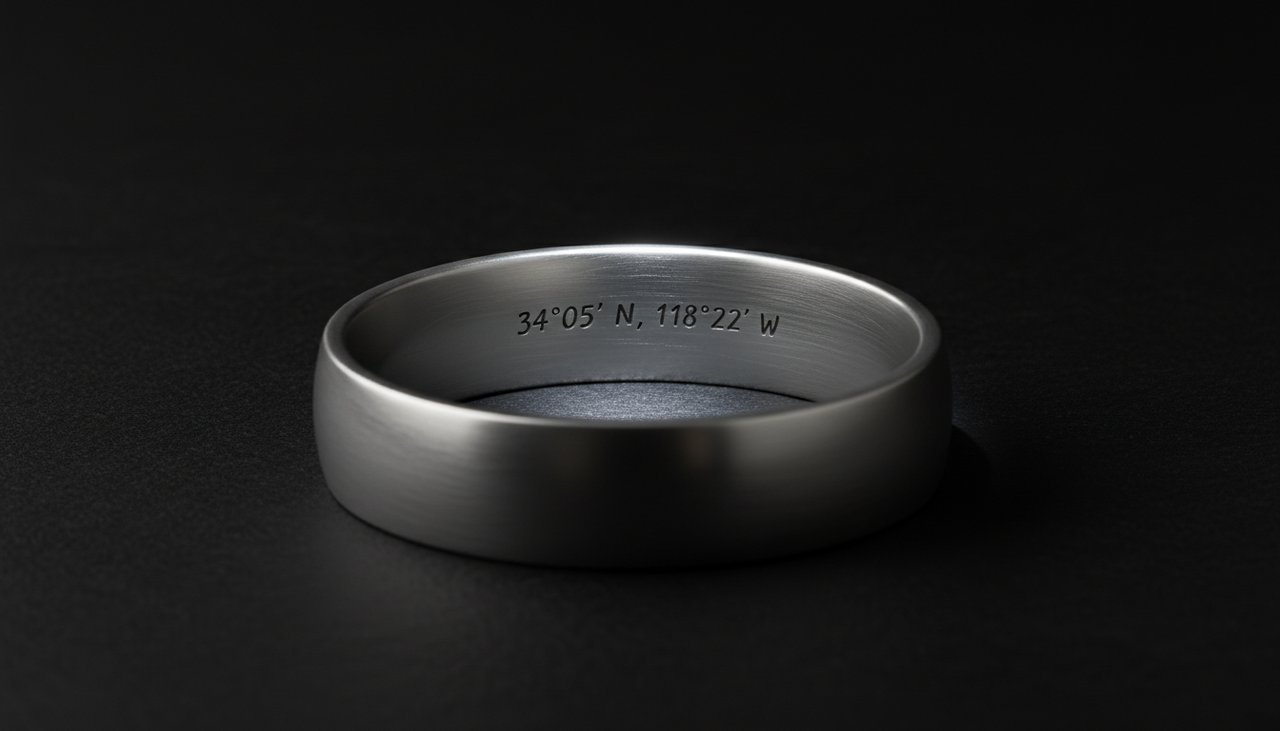 The Private Anchor – Estovio Inner band of a silver ring showing a private engraved mark