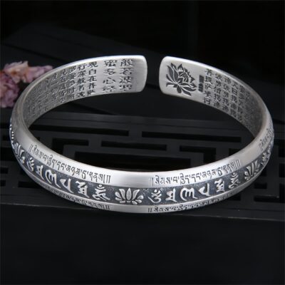 Om Mani Padme Hum Lotus Bracelet in 999 Silver Om Mani Padme Hum Lotus Bracelet in 999 Silver - 2