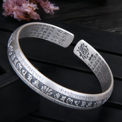 Om Mani Padme Hum Lotus Bracelet in 999 Silver Om Mani Padme Hum Lotus Bracelet in 999 Silver - 4