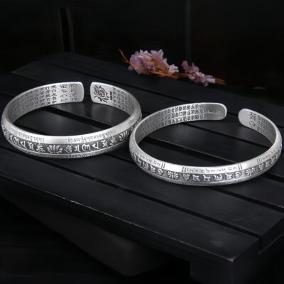 Om Mani Padme Hum Lotus Bracelet in 999 Silver Om Mani Padme Hum Lotus Bracelet in 999 Silver - 6
