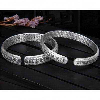 Om Mani Padme Hum Lotus Bracelet in 999 Silver Om Mani Padme Hum Lotus Bracelet in 999 Silver - 7