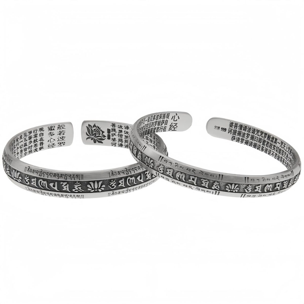 Om Mani Padme Hum Lotus Bracelet in 999 Silver Om Mani Padme Hum Lotus Bracelet in 999 Silver - 8