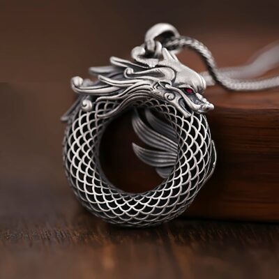 Auspicious Dragon Peace Buckle Necklace in 999 Silver Auspicious Dragon Peace Buckle Necklace in 999 Silver - 10