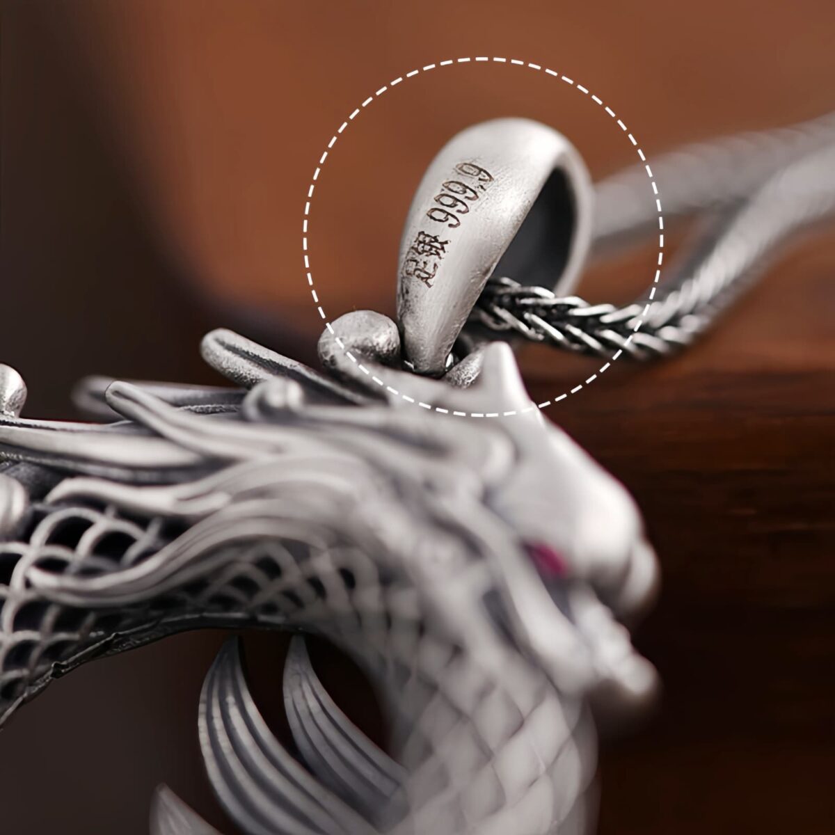 Auspicious Dragon Peace Buckle Necklace in 999 Silver Auspicious Dragon Peace Buckle Necklace in 999 Silver - 12