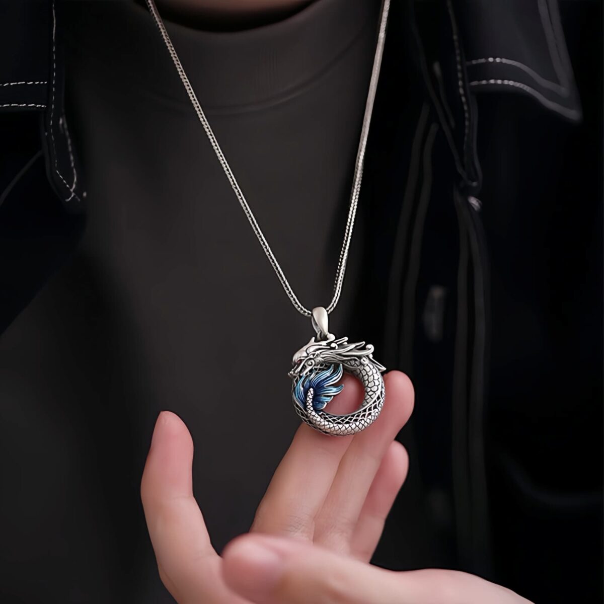 Auspicious Dragon Peace Buckle Necklace in 999 Silver Auspicious Dragon Peace Buckle Necklace in 999 Silver - 13