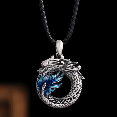 Auspicious Dragon Peace Buckle Necklace in 999 Silver Auspicious Dragon Peace Buckle Necklace in 999 Silver - 1