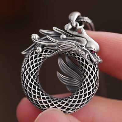 Auspicious Dragon Peace Buckle Necklace in 999 Silver Auspicious Dragon Peace Buckle Necklace in 999 Silver - 11
