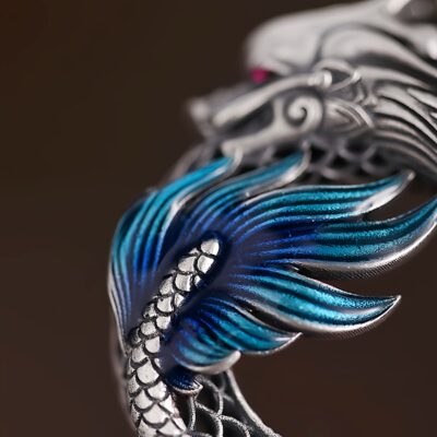 Auspicious Dragon Peace Buckle Necklace in 999 Silver Auspicious Dragon Peace Buckle Necklace in 999 Silver - 9