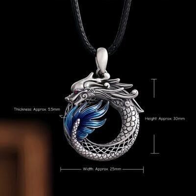 Auspicious Dragon Peace Buckle Necklace in 999 Silver Auspicious Dragon Peace Buckle Necklace in 999 Silver - 2