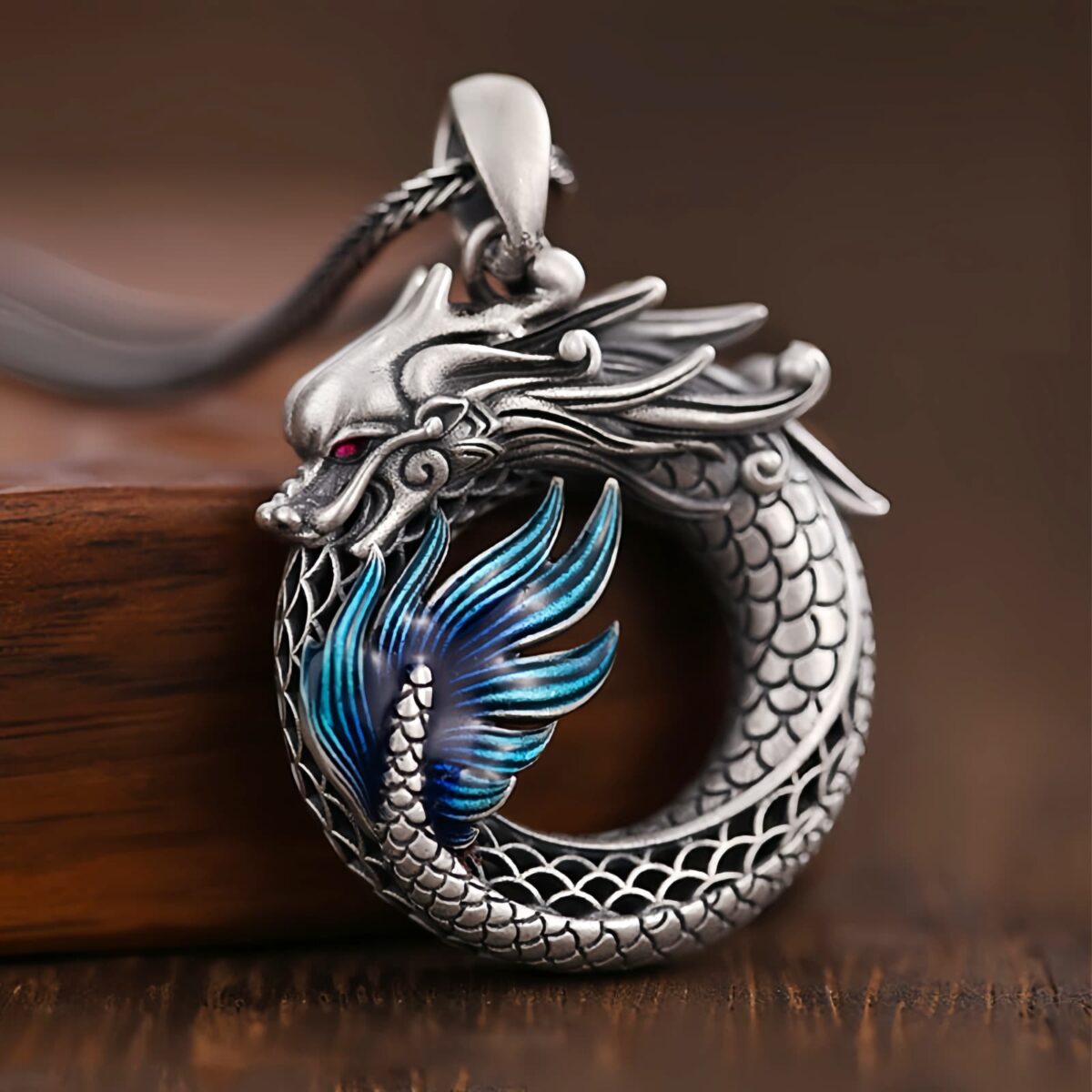 Auspicious Dragon Peace Buckle Necklace in 999 Silver Auspicious Dragon Peace Buckle Necklace in 999 Silver - 4
