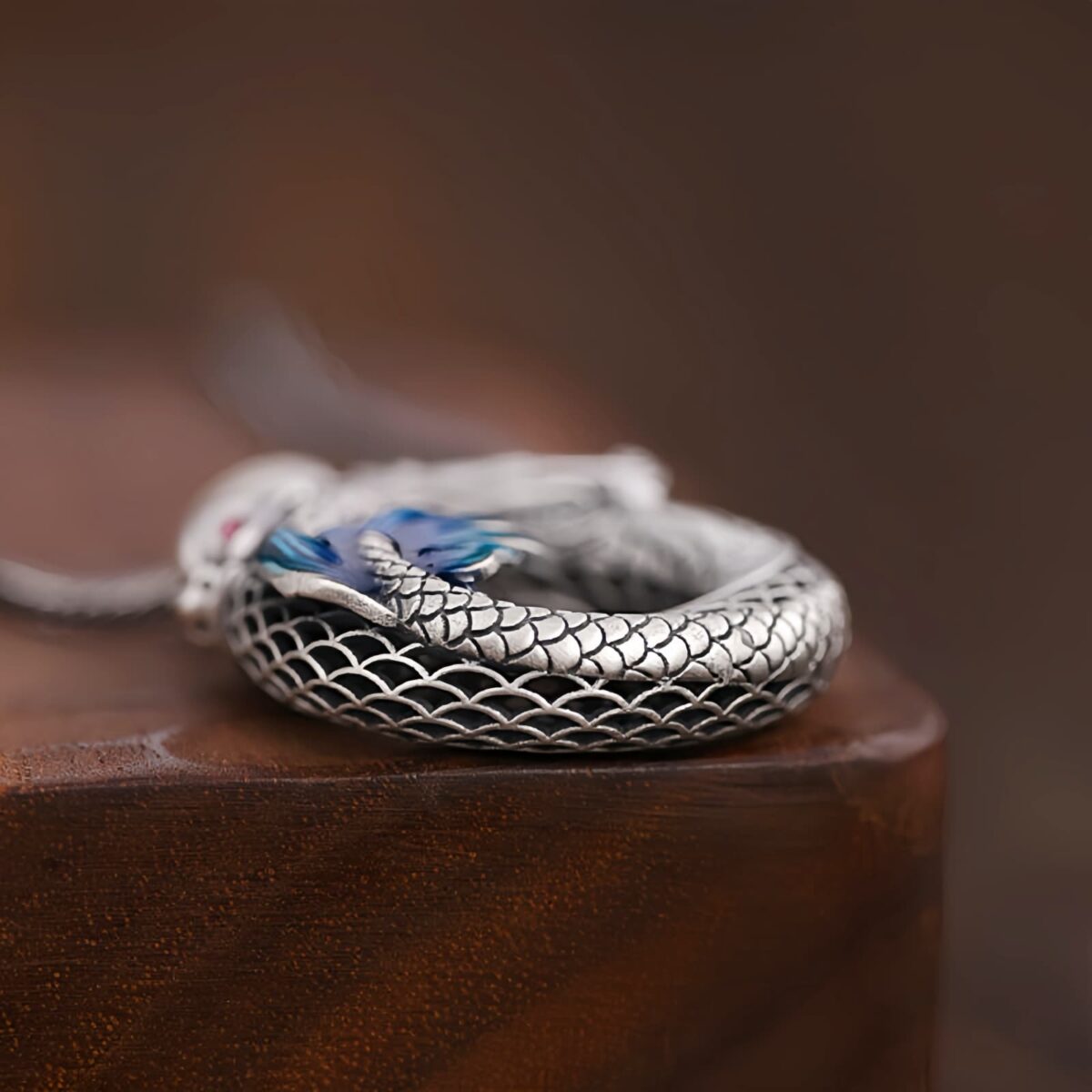 Auspicious Dragon Peace Buckle Necklace in 999 Silver Auspicious Dragon Peace Buckle Necklace in 999 Silver - 7