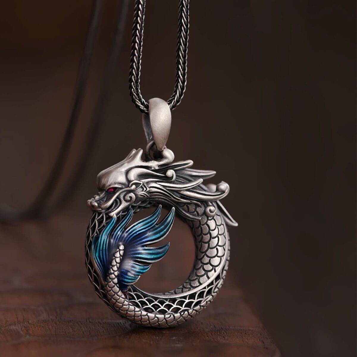 Auspicious Dragon Peace Buckle Necklace in 999 Silver Auspicious Dragon Peace Buckle Necklace in 999 Silver - 6