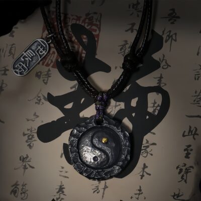 Yin Yang Harmony Necklace Pendant in 999 Silver and 24K Gold - 2