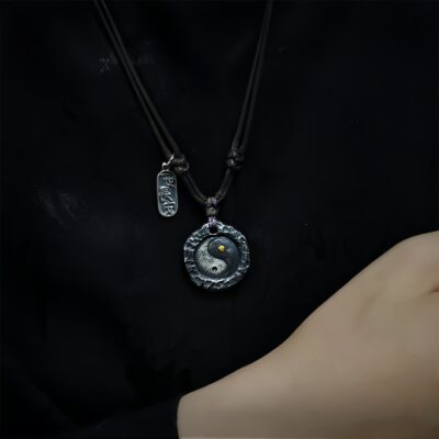 Yin Yang Harmony Necklace Pendant in 999 Silver and 24K Gold - 5