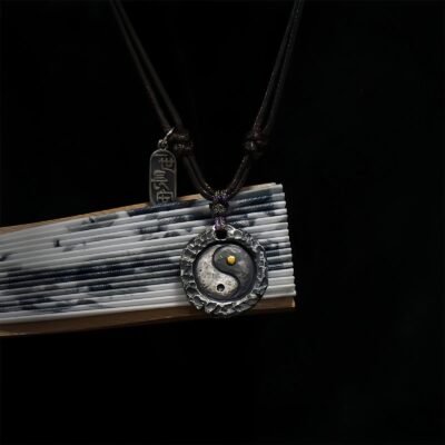Yin Yang Harmony Necklace Pendant in 999 Silver and 24K Gold - 7