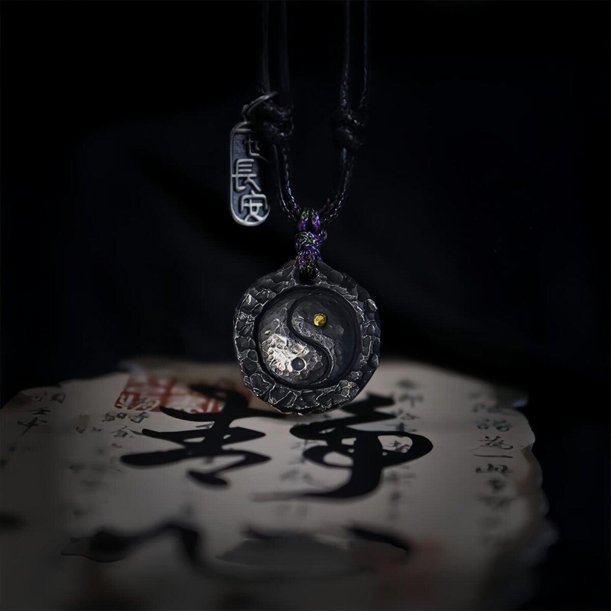 Yin Yang Harmony Necklace Pendant in 999 Silver and 24K Gold - 1