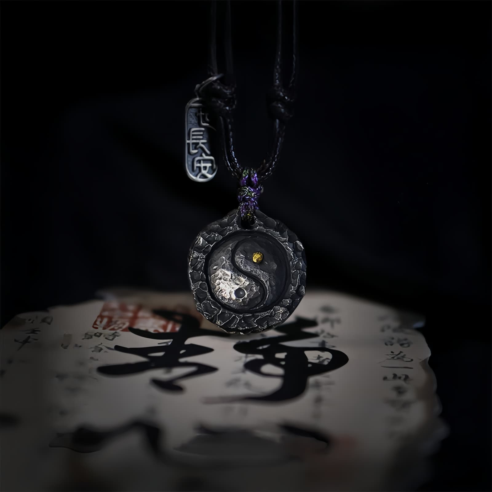 Yin Yang Harmony Necklace Pendant in 999 Silver and 24K Gold - 1