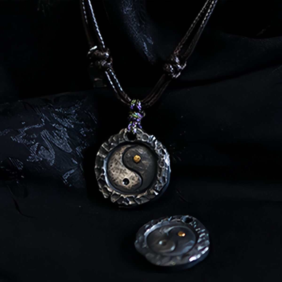 Yin Yang Harmony Necklace Pendant in 999 Silver and 24K Gold - 8