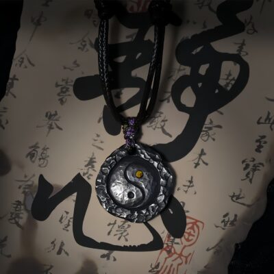 Yin Yang Harmony Necklace Pendant in 999 Silver and 24K Gold - 3