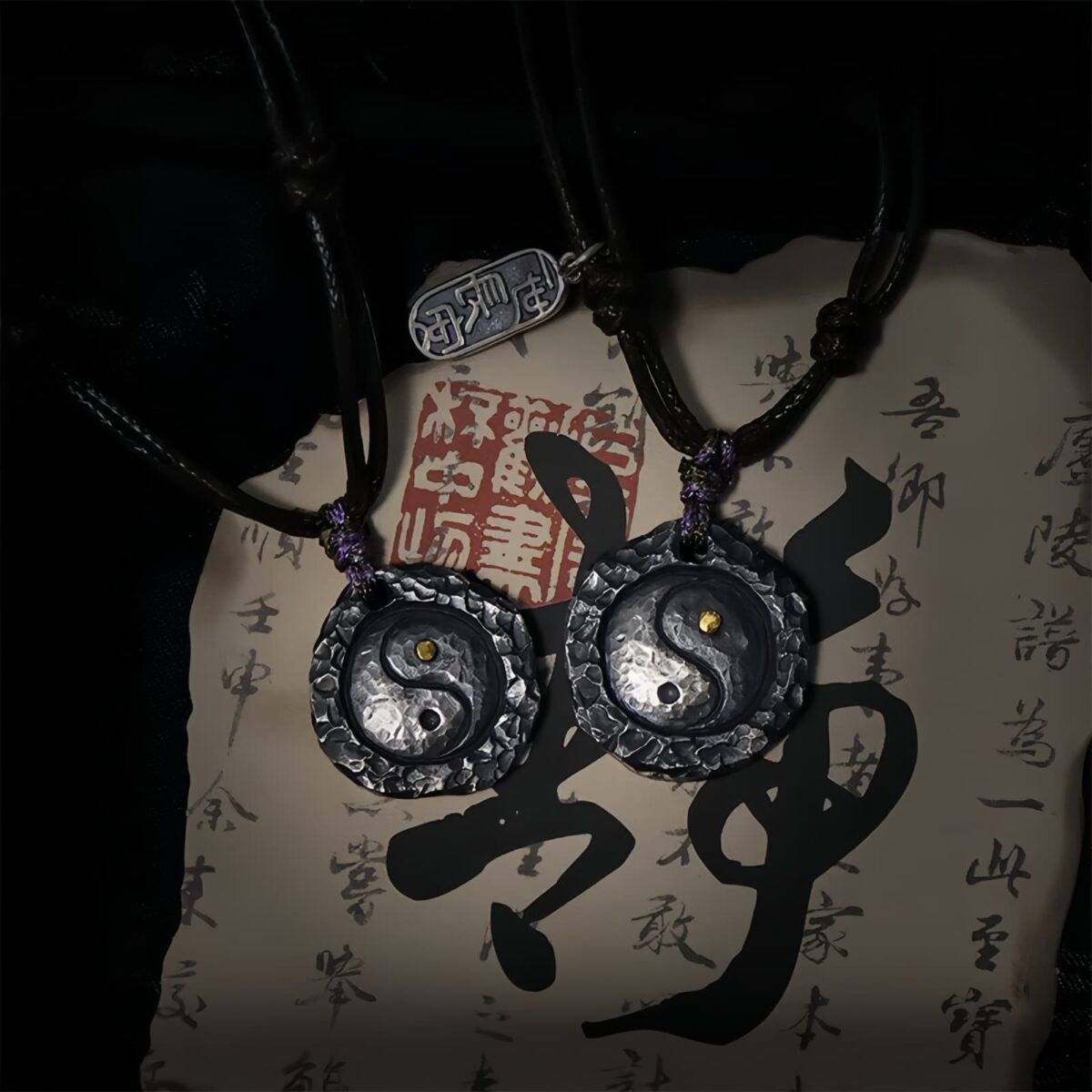 Yin Yang Harmony Necklace Pendant in 999 Silver and 24K Gold - 9