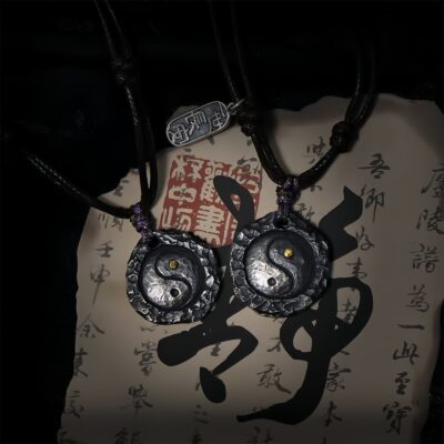 Yin Yang Harmony Necklace Pendant in 999 Silver and 24K Gold - 9