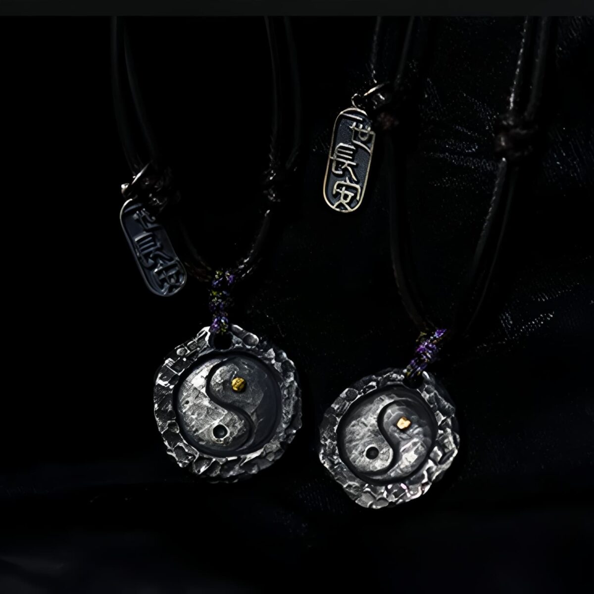 Yin Yang Harmony Necklace Pendant in 999 Silver and 24K Gold - 10
