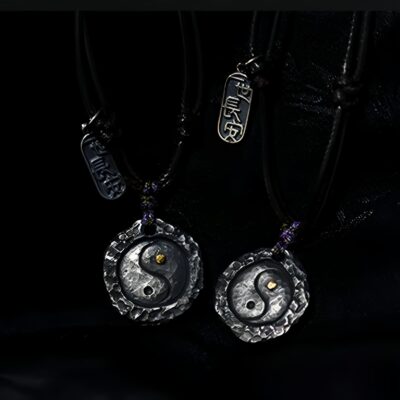 Yin Yang Harmony Necklace Pendant in 999 Silver and 24K Gold - 10