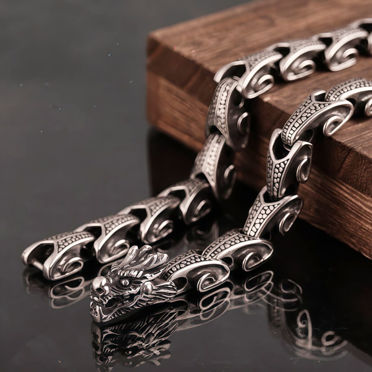 Tibetan Dragon Necklace and Bracelet in Titanium Steel Tibetan Dragon Necklace and Bracelet in Titanium Steel - 2