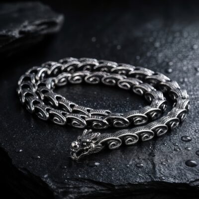 Tibetan Dragon Necklace and Bracelet in Titanium Steel Tibetan Dragon Necklace and Bracelet in Titanium Steel - 1