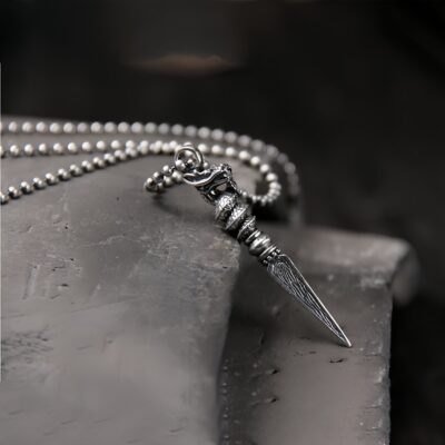 Dragon Dorje Vajra Necklace Pendant in 925 Sterling Silver - 2