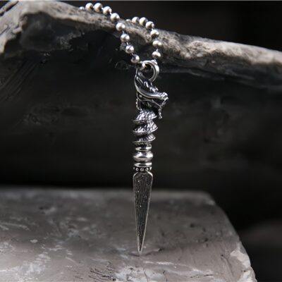 Dragon Dorje Vajra Necklace Pendant in 925 Sterling Silver - 5