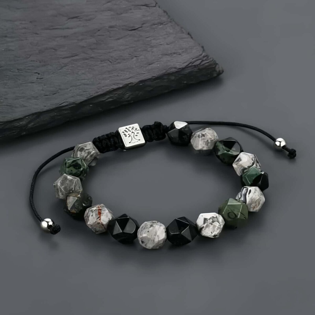 Forest Green Agate Beaded Bracelet - 3