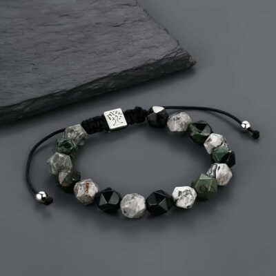 Forest Green Agate Beaded Bracelet - 3