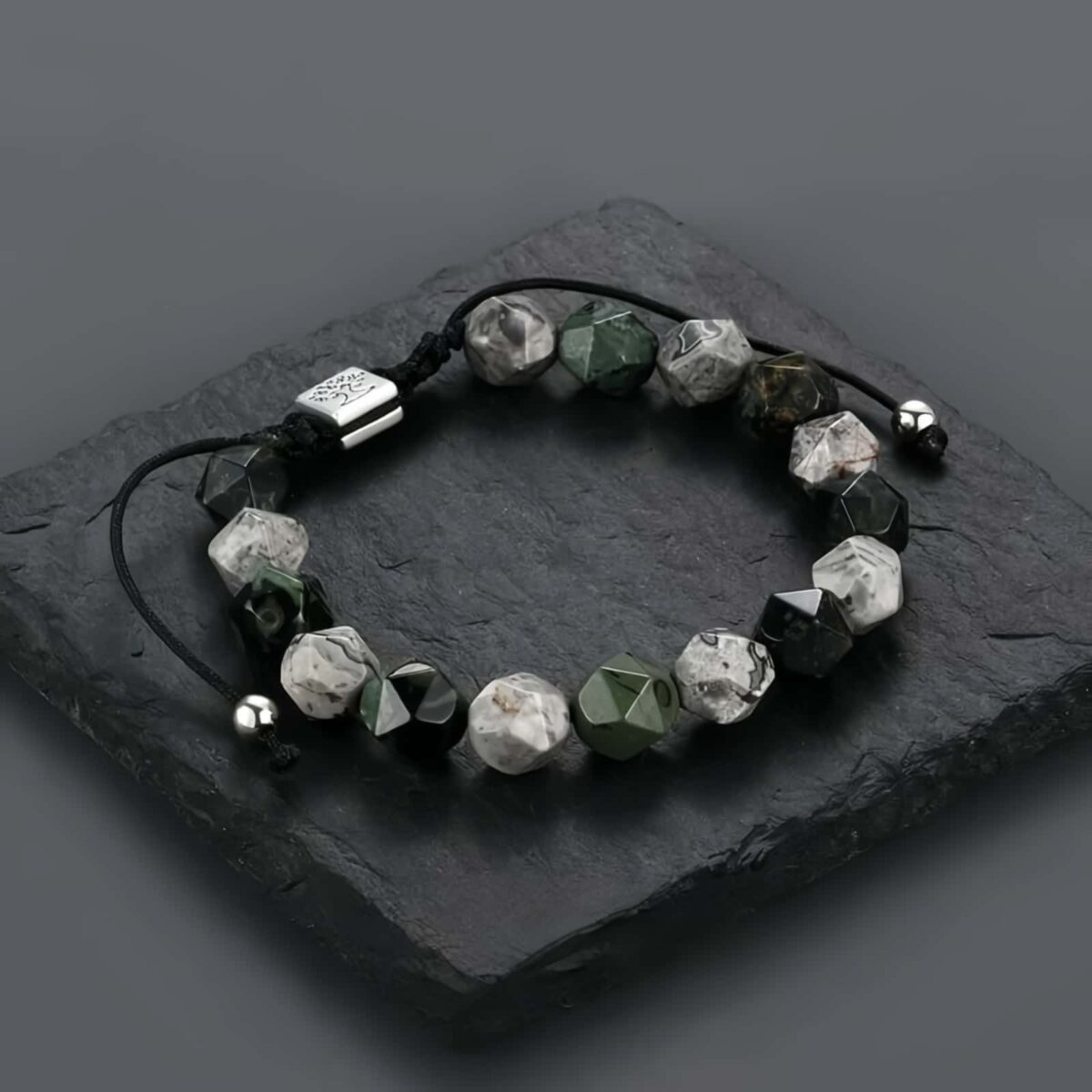 Forest Green Agate Beaded Bracelet - 5